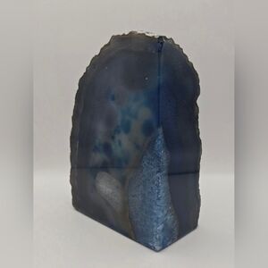 Polished Dyed Blue Agate Geode Bookend – 3.3 lbs Decorative Stone